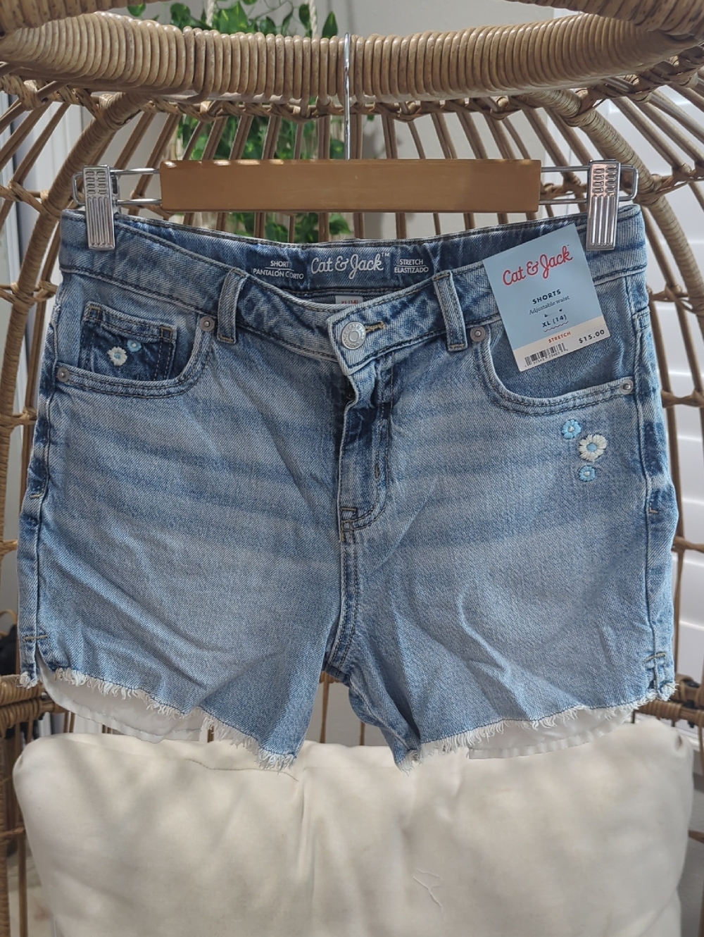 Cat & Jack Light Blue Embroidered Denim Shorts